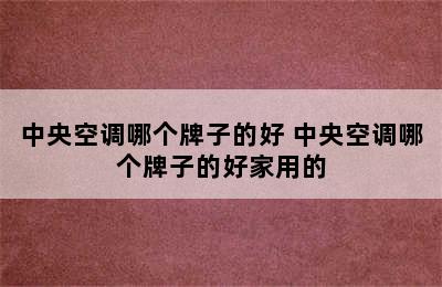 中央空调哪个牌子的好 中央空调哪个牌子的好家用的